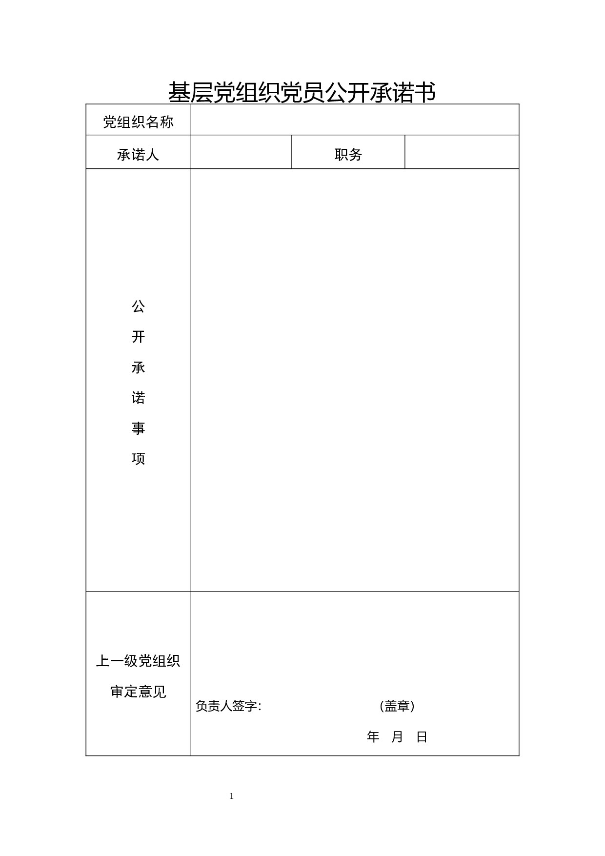 基层党组织党员公开承诺书.docx 第1页