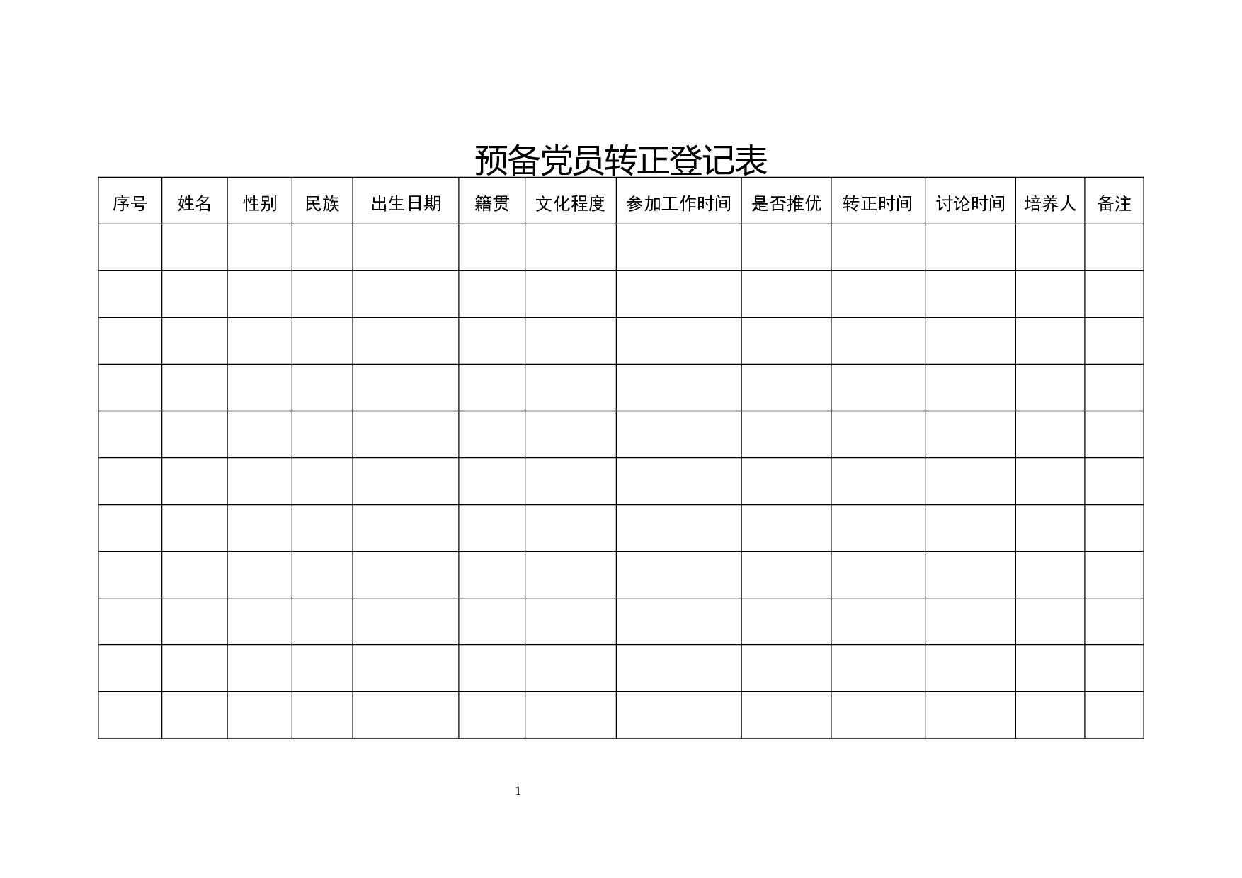 预备党员转正登记表.docx 第1页