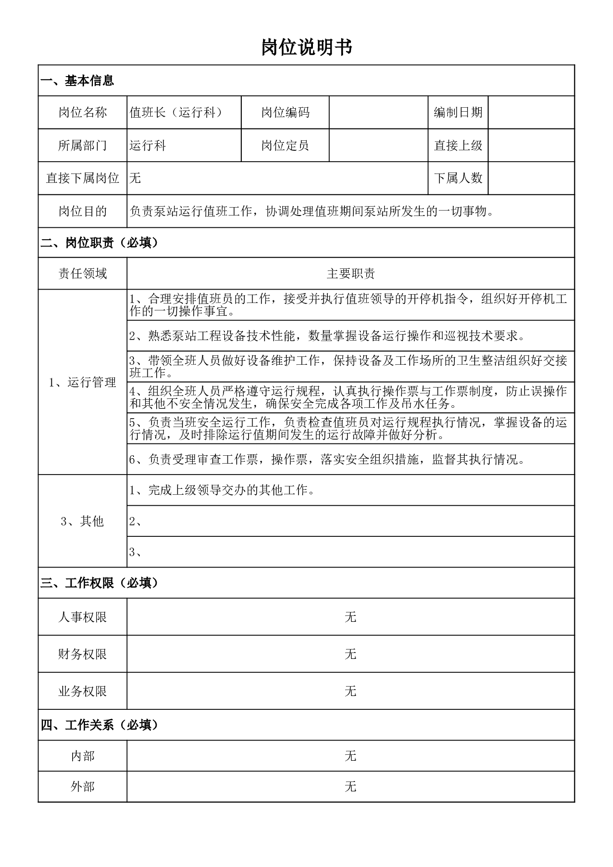 个人岗位说明书.xls 第1页