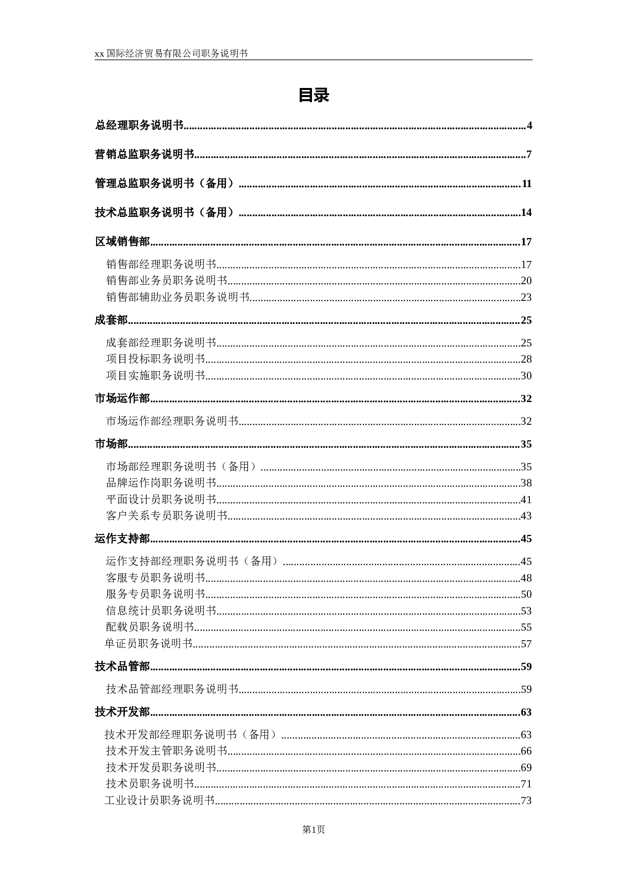 贸易有限公司职位说明书.doc 第1页