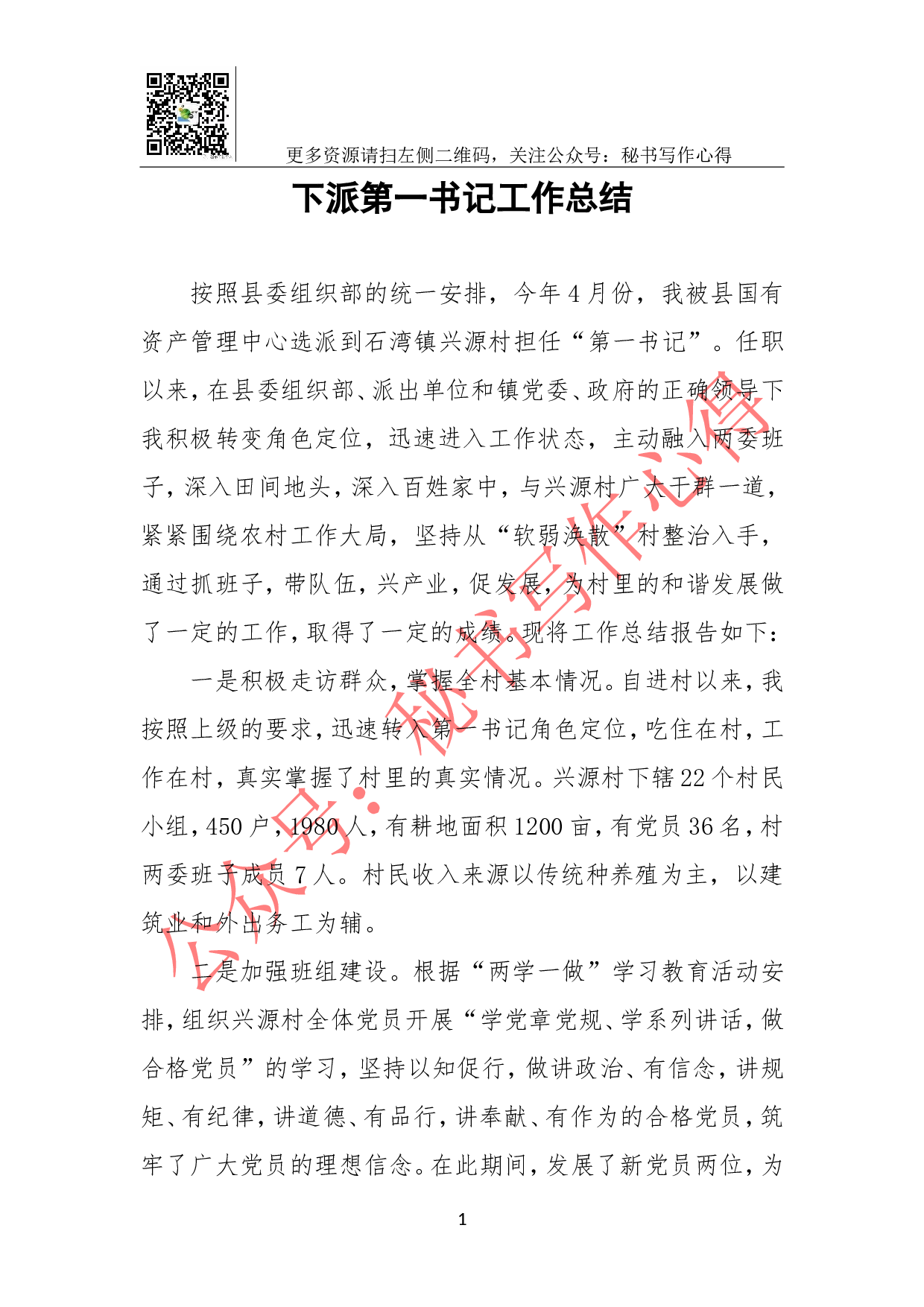 下派第一书记工作总结.doc 第1页