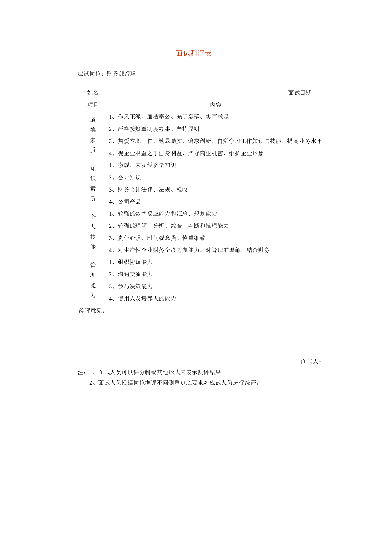 【面试】面试测评表.doc 第1页