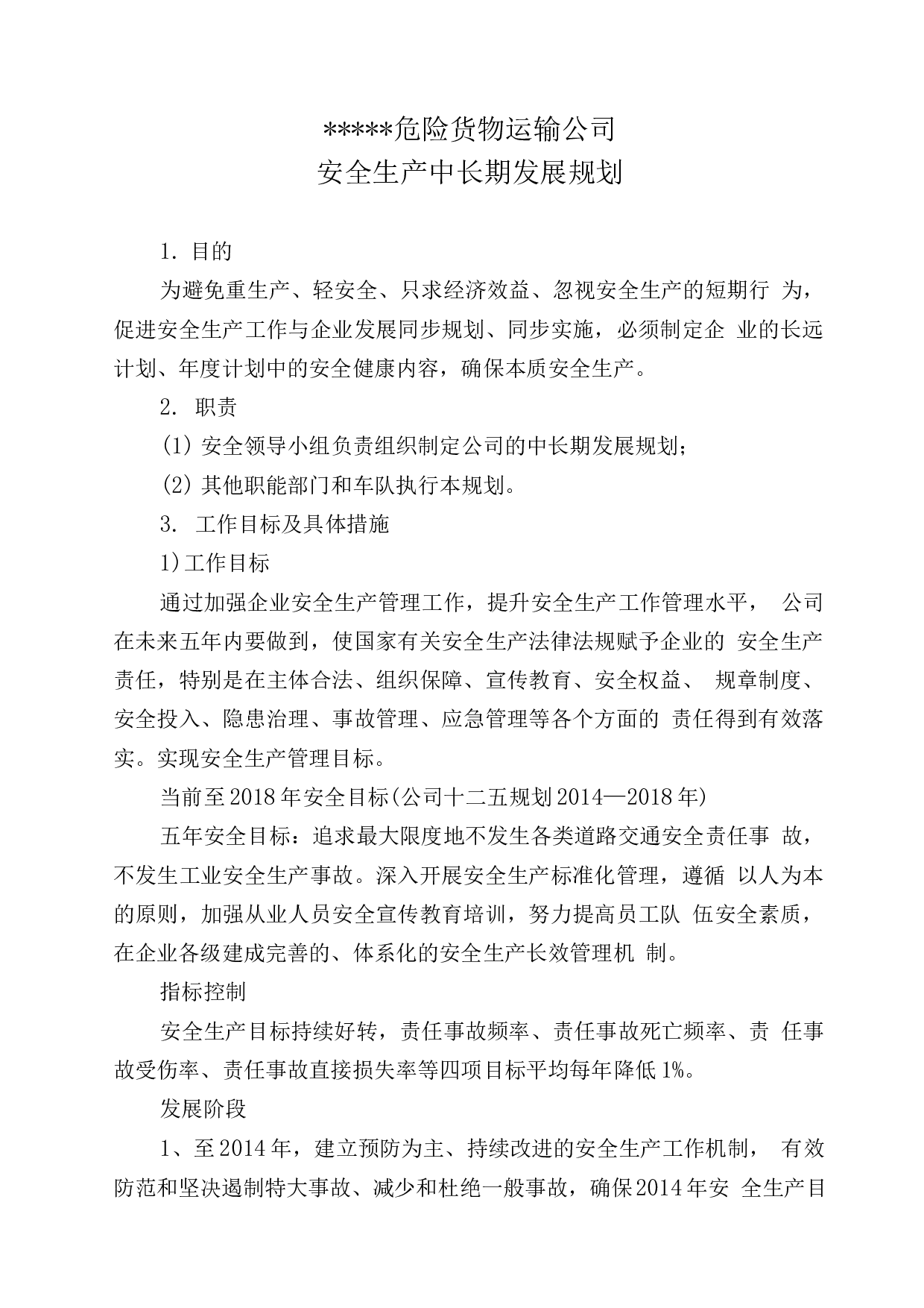 危险货物运输公司中长期规划.docx 第1页