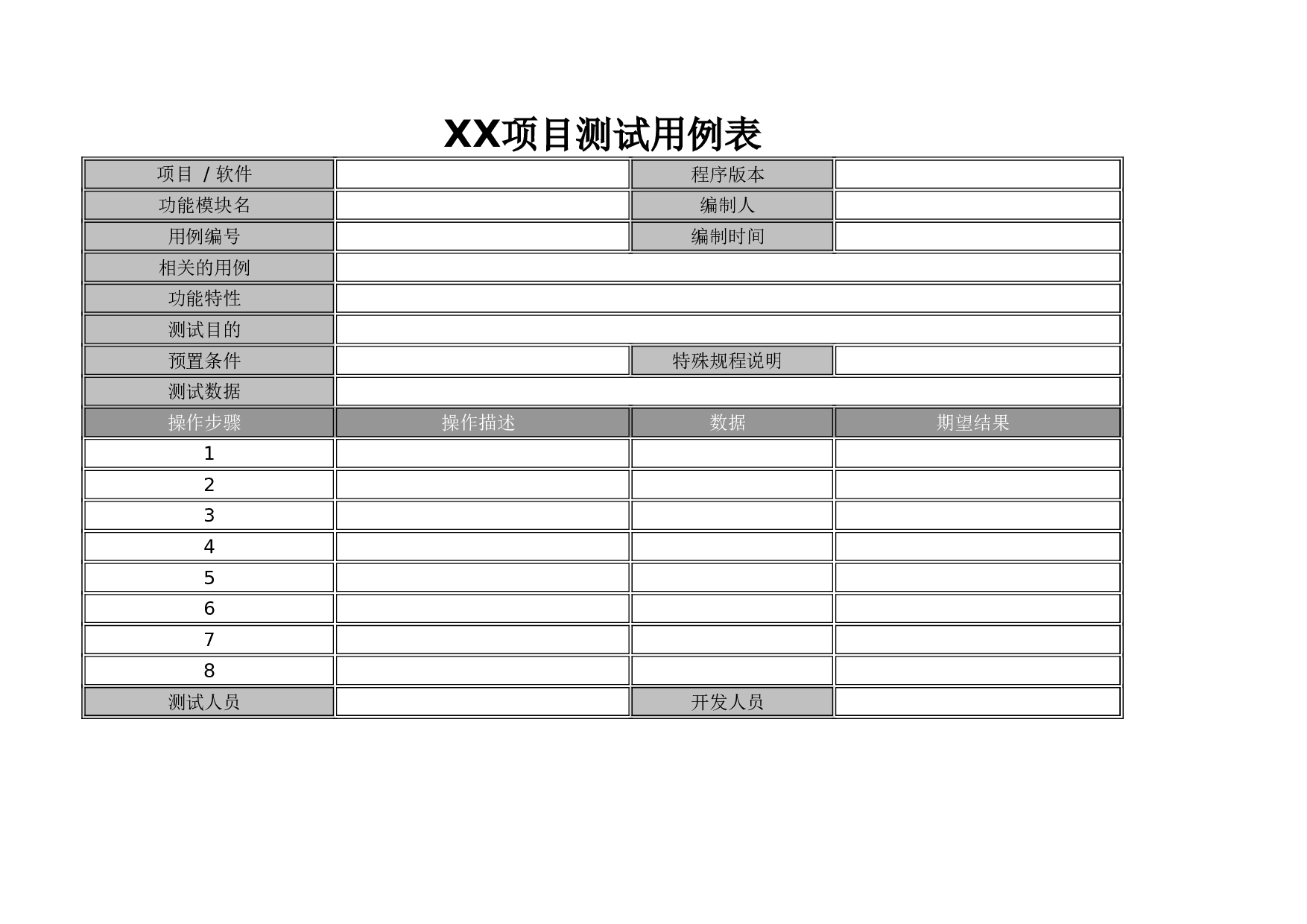项目测试用例表2.xls 第1页
