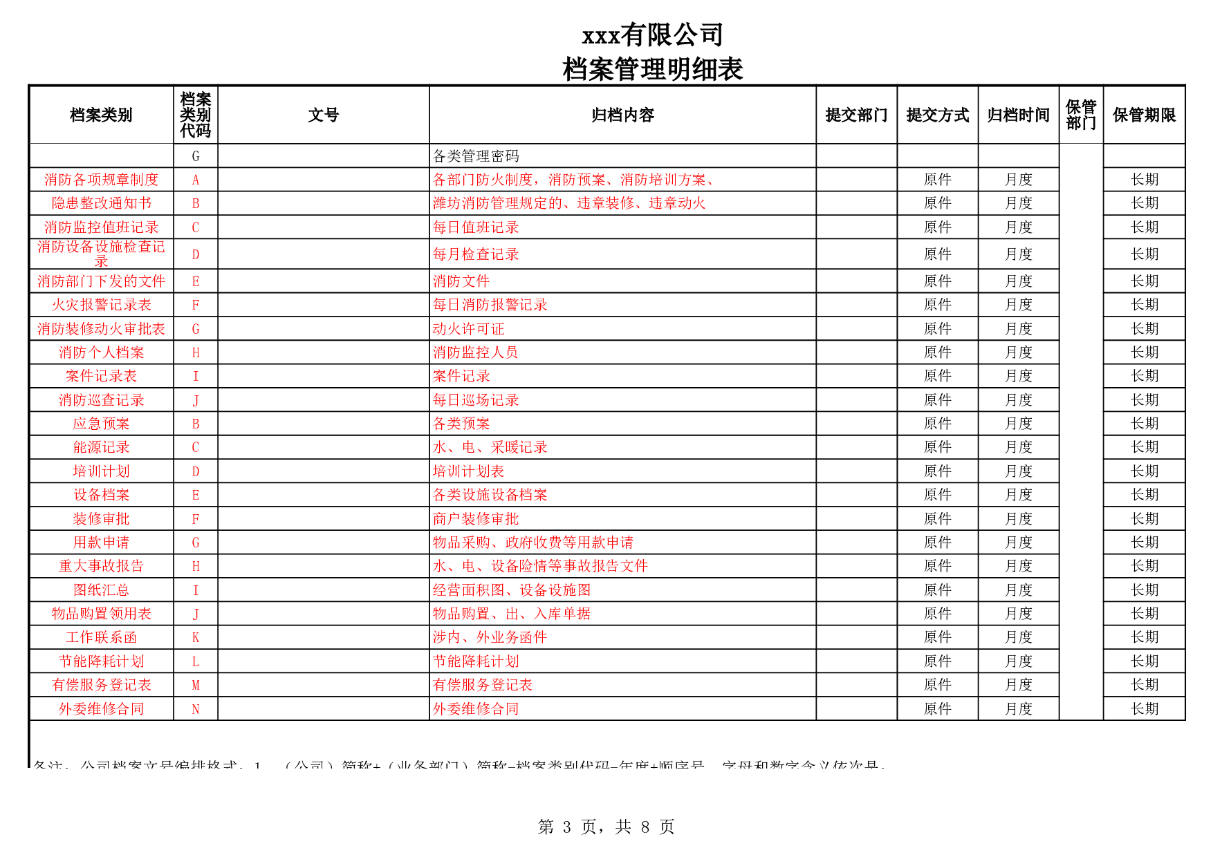 公司档案管理明细表.xls 第3页