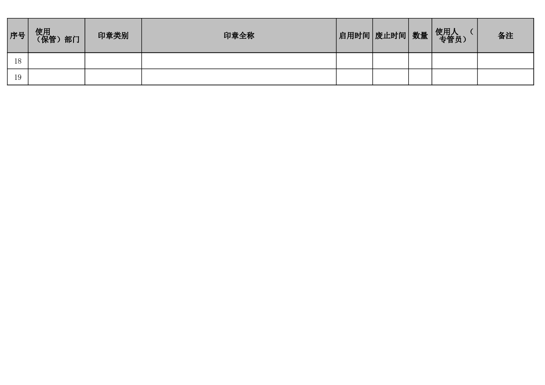 公司印章统计表.xls 第2页