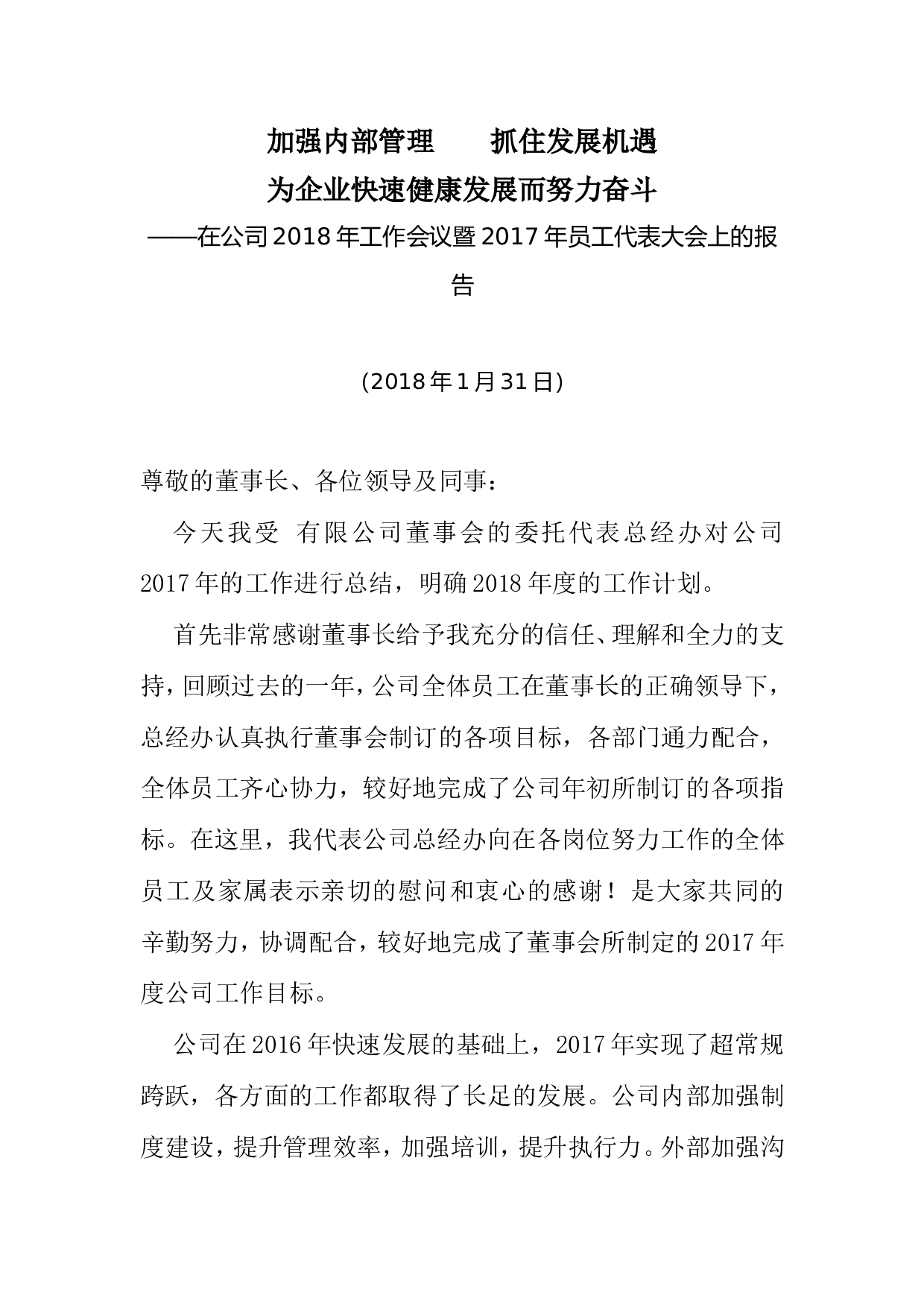 2017年年度公司工作总结(经典版).doc 第1页