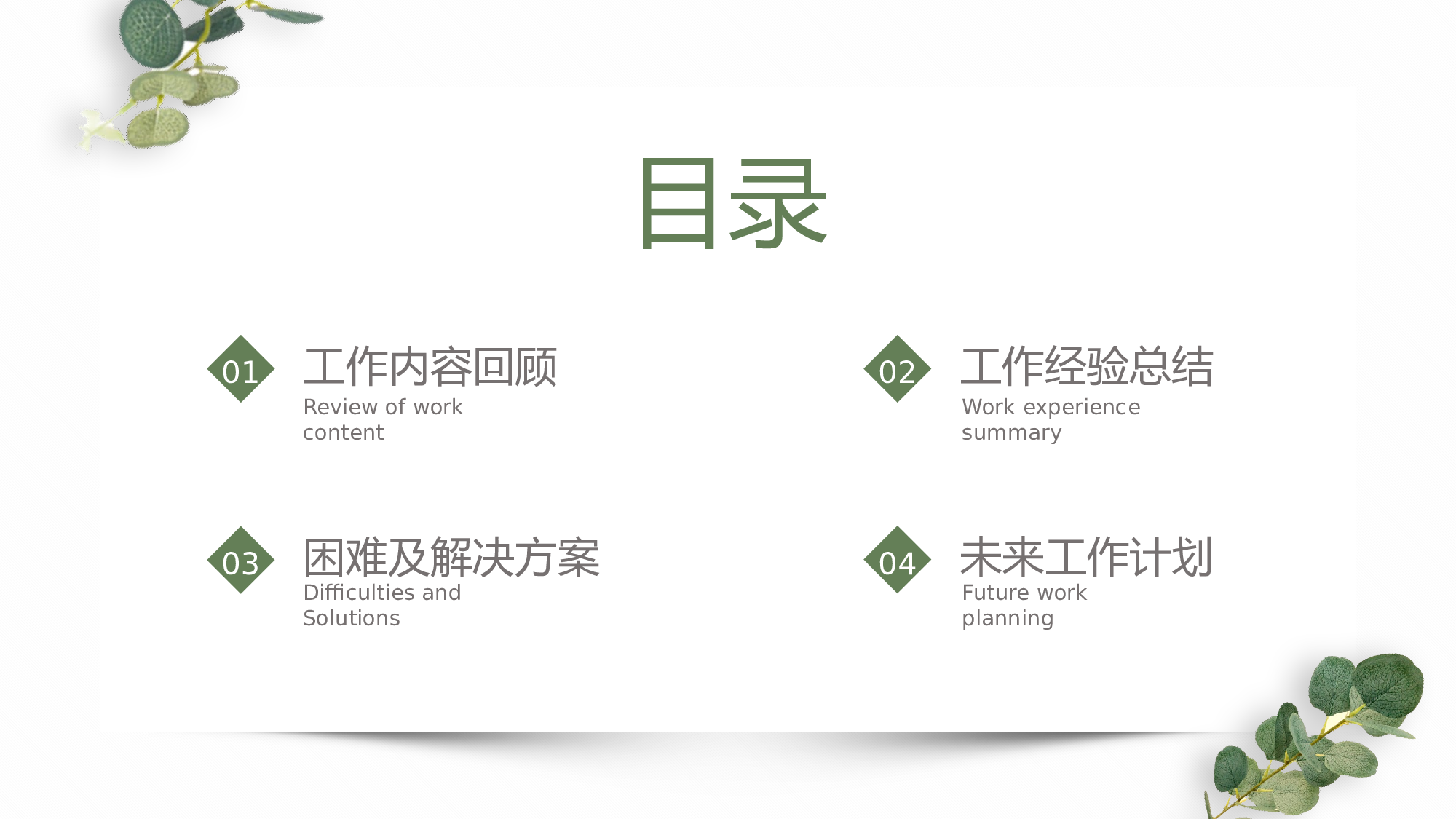尤加利植物清新工作汇报通用模板.pptx 第2页