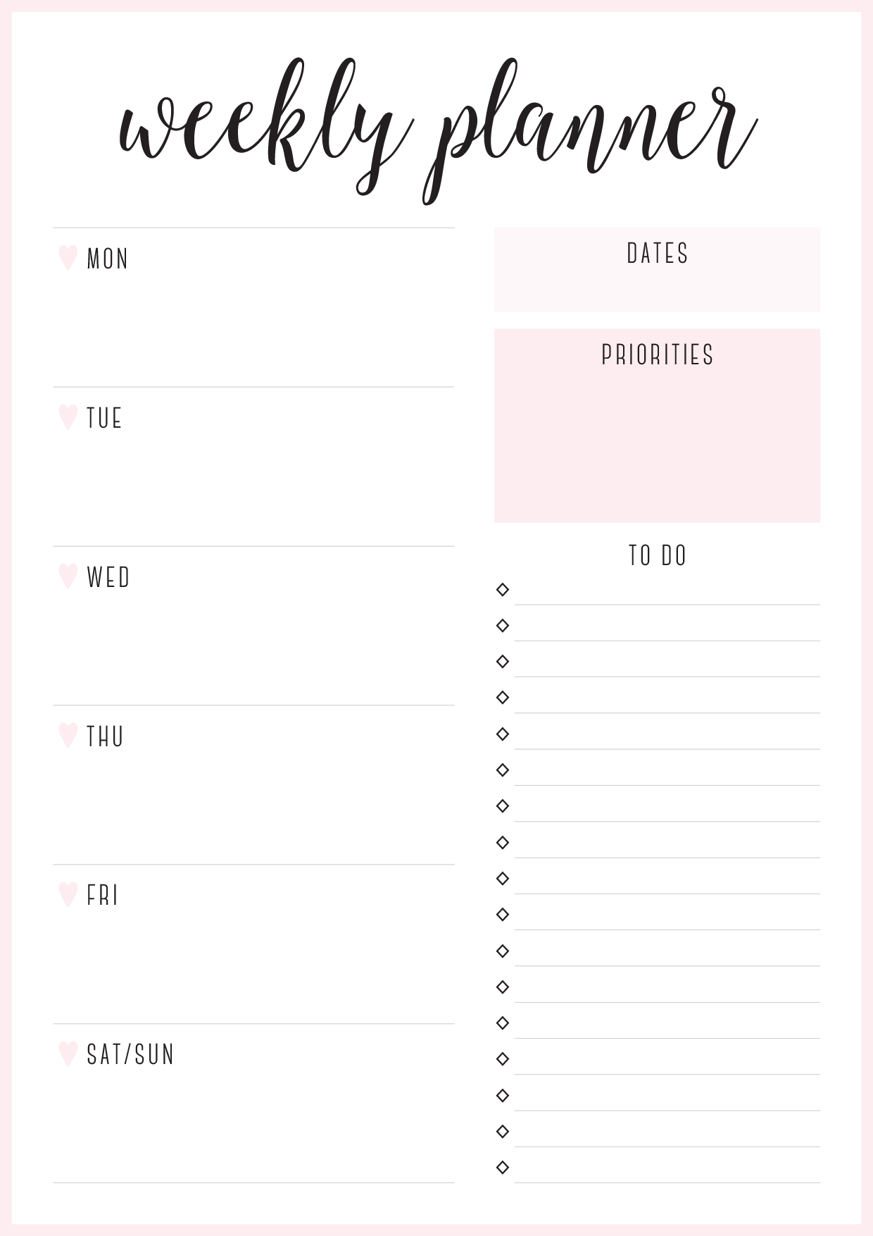 BLUSH - WEEKLY PLANNER - PORTRAIT - A4.pdf 第1页