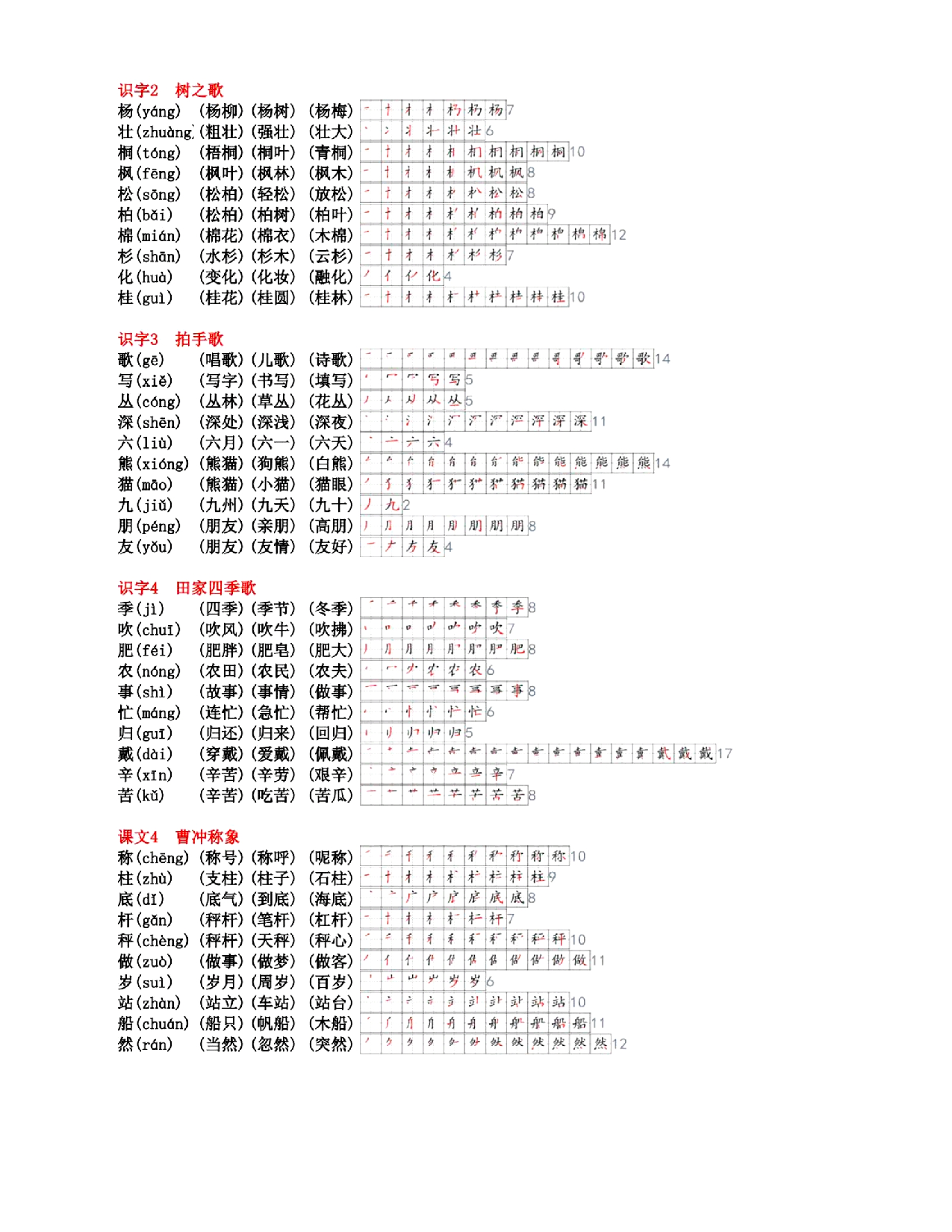 二上语文 生字组词笔顺【课课贴】.pdf 第2页