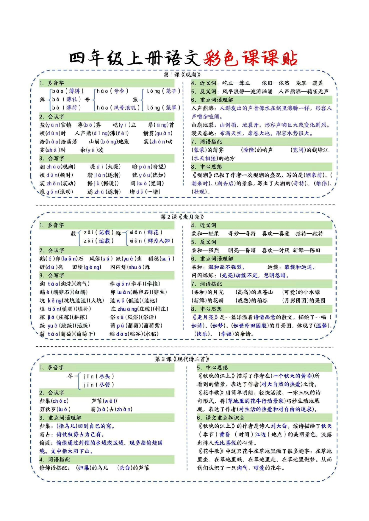 四年级语文上册课课贴（彩色版）.pdf 第1页