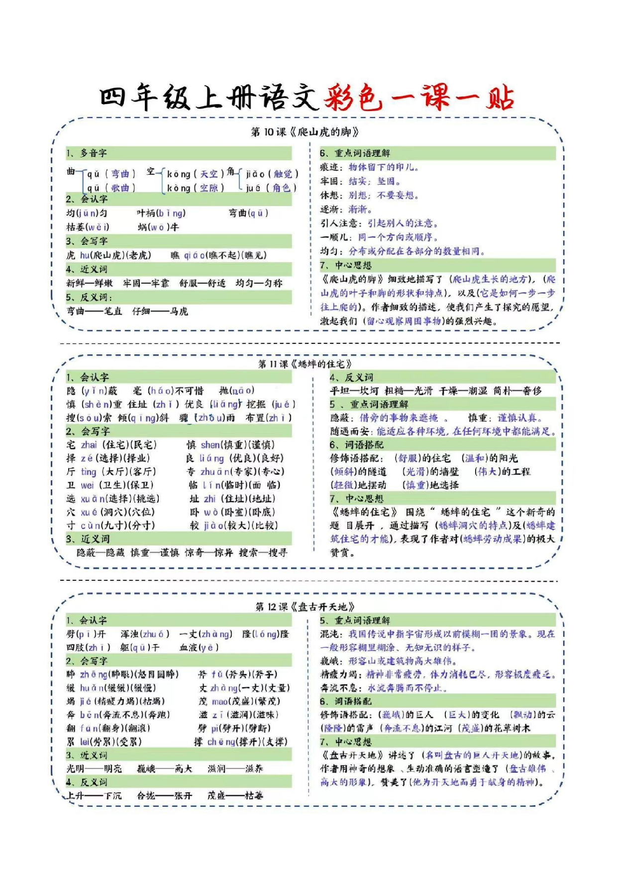 四年级语文上册课课贴（彩色版）.pdf 第4页