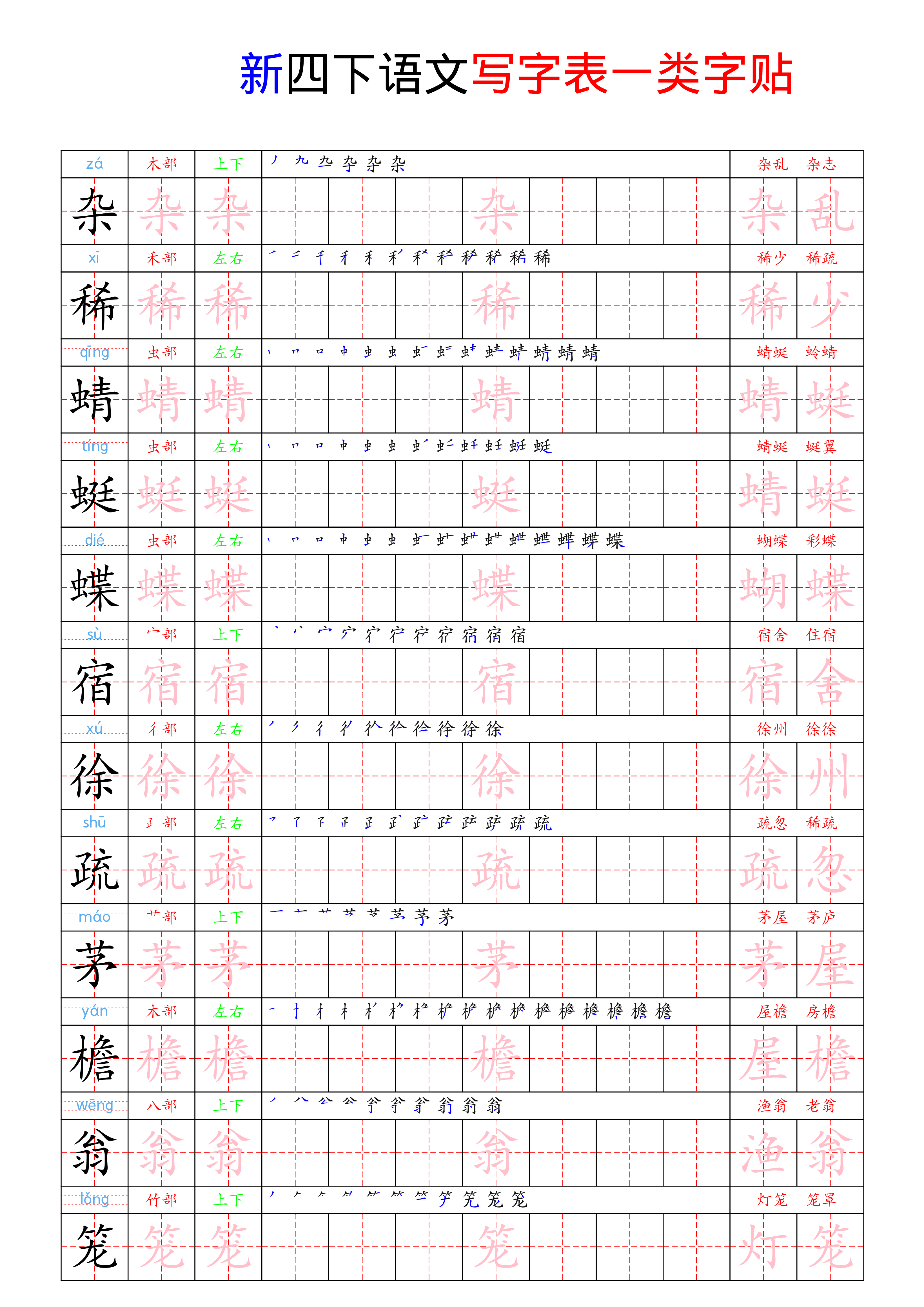四（下）语文 写字表一类字贴21页.pdf 第1页