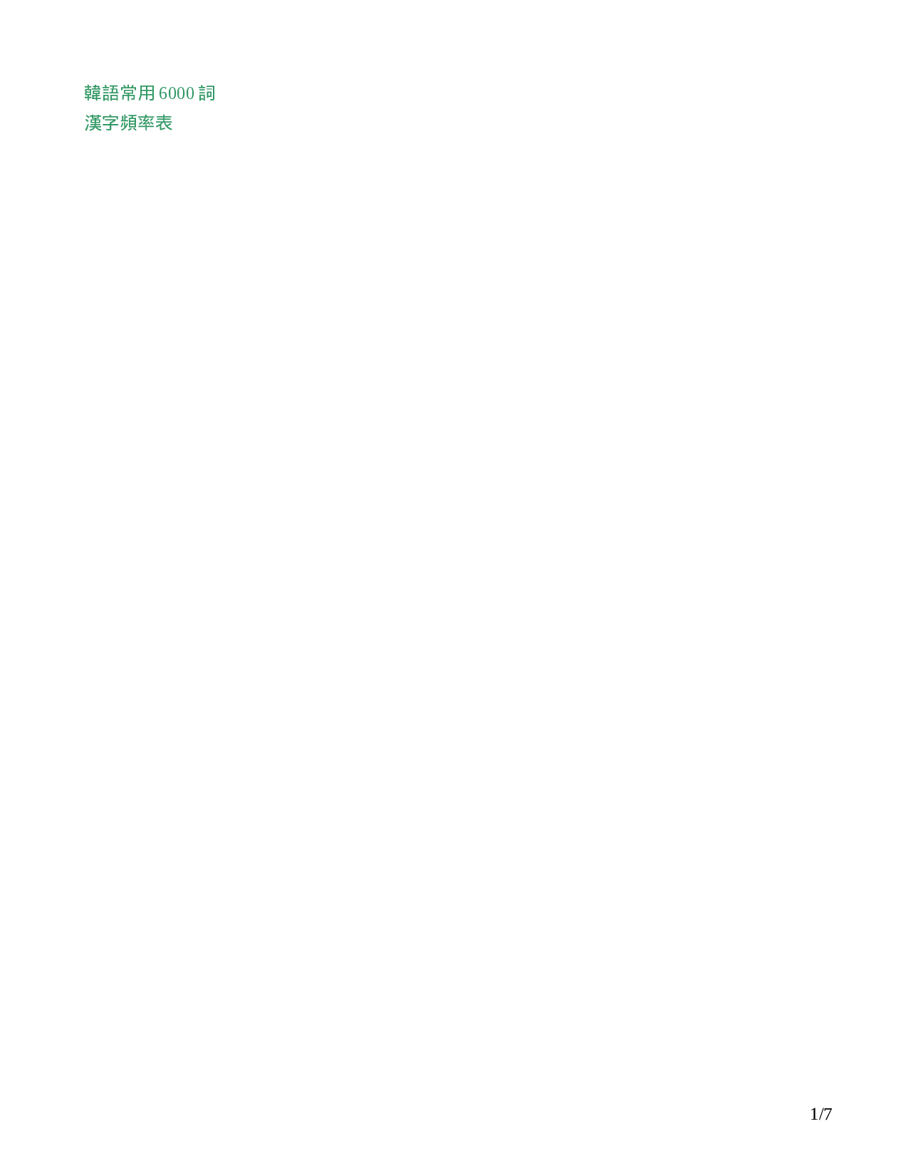 韩语常用6000词汉字频率表.doc 第1页